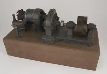 Model, of a 500 H.P. Steam Turbine, with geared rope drive