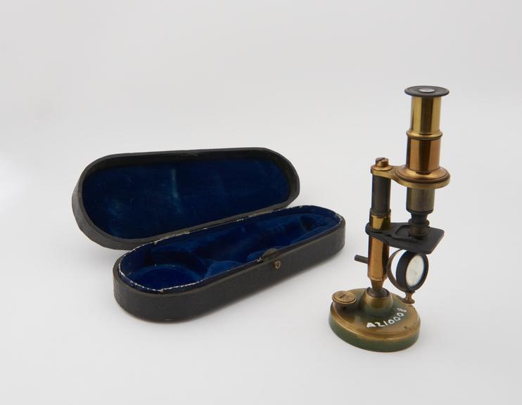 French toy microscope in case, late 19th century