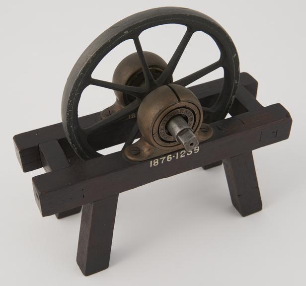 Model of Garnett's patent roller bearing mounted in a wheel on