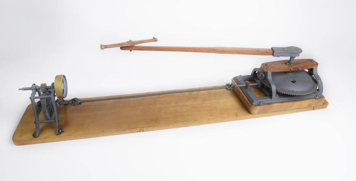 Model (scale 1:8) of horse gear, on wooden base