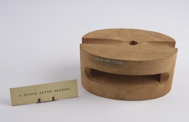 Ship's rigging pulley block, ready for cheecks shaping