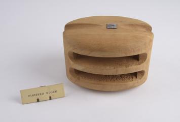 Ship's double block shell with sheave pin installed and shell shaped