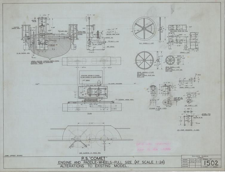 P.S. "Comet": Engine and Paddle-Wheels-Full Size - Alterations to Existing Model