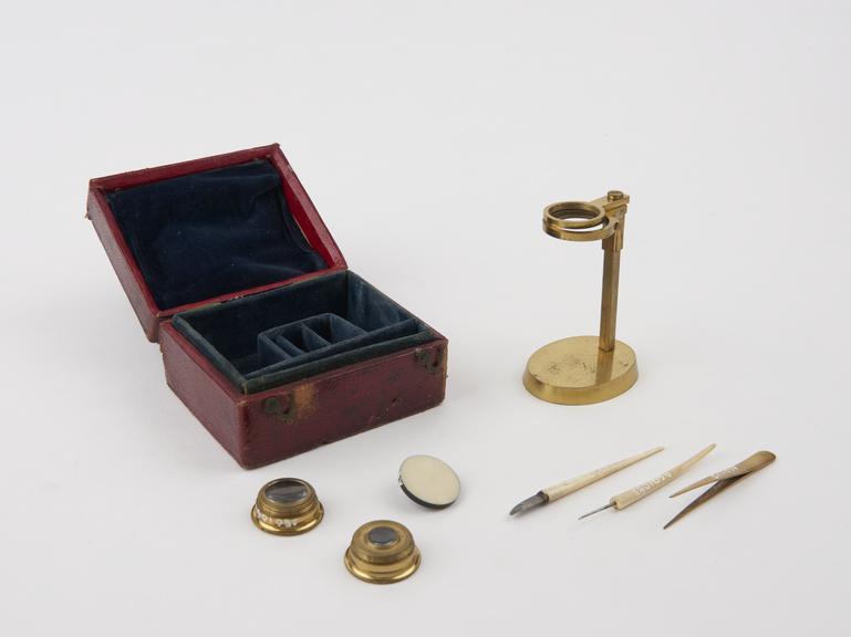 Jones-type botanic microscope in case, English, mid 19th century