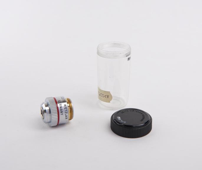 Microscope objective, X4, by Leitz, German, 1975-1985