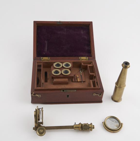 Gould-type microscope in case, by Carpenter & Westley