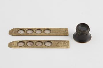 Two slides with specimens, for early  hand microscope