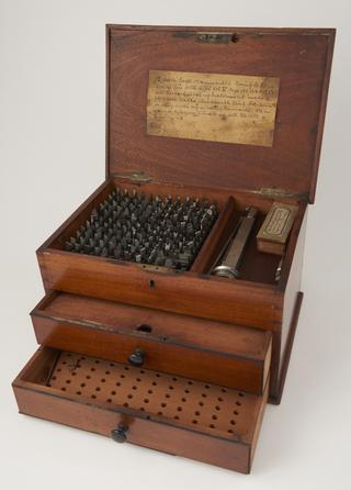 Mahogany Fitted Case With 12 Large Dozen Ornamental Boring Bits