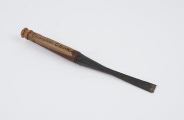 Chisel with flared blade and wooden handle