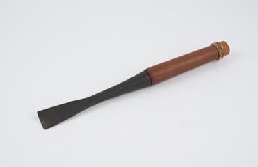 Chisel with flared blade and wooden handled