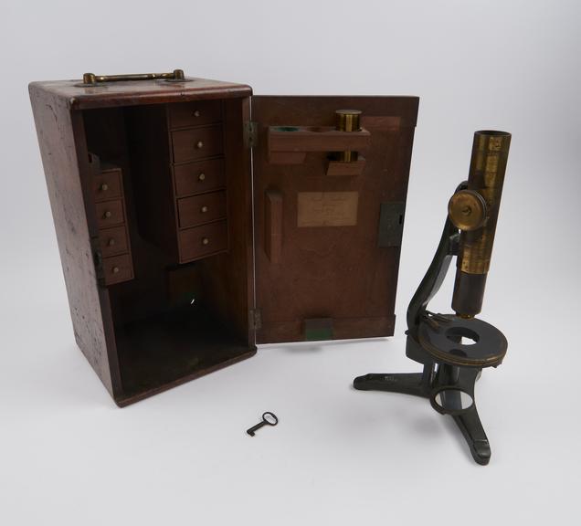 Powell and Lealand 'iron' stand type microscope