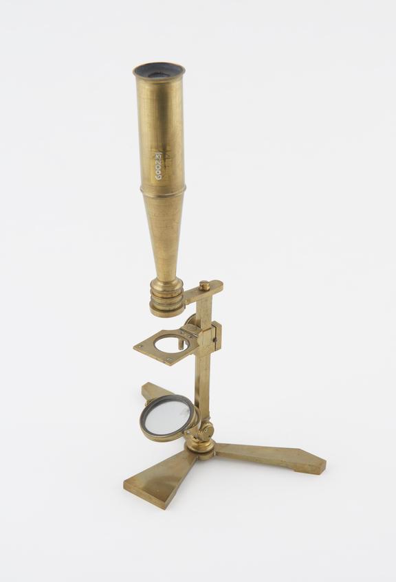 Gould microscope on hinged pillar with flat Pritchard shaped