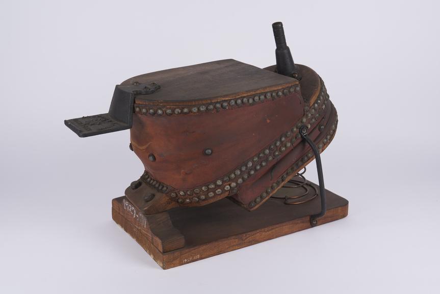 Horse shoe double blast bellows, foot-operated.