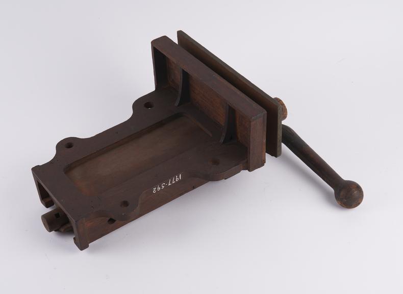 Wooden model of quick grip vice and drawing