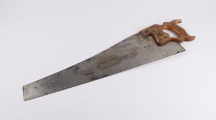 26" cross-cut handsaw; specimens of handsaw blades in process of manufacture: pared plate