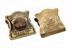 Two Miehle printing press nameplate bulldog clips made by