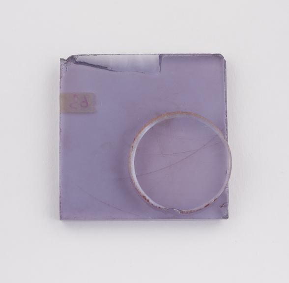 Square 'Kryptok' fused slab and segment, amethyst tint