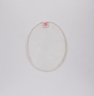 Oval white convex spectacle lens with a grooved edge