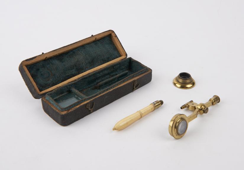 Compass microscope in fishskin covered case, English