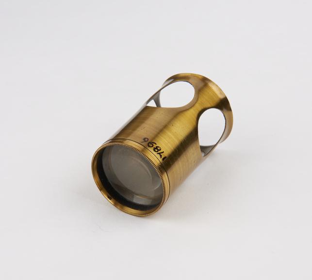 Viewer formed from convex lens at top of brass tube