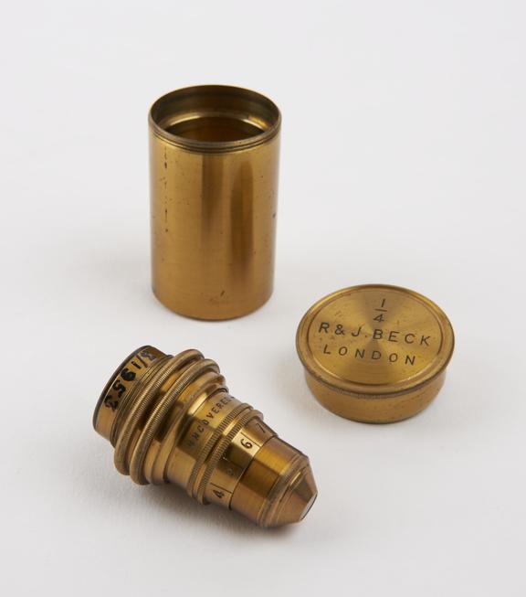 1/4 inch objective in cannister, by R. & J