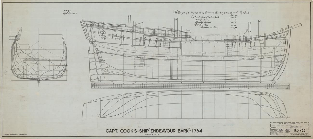 Captain Cook's Ship "Endeavour Bark" 1764