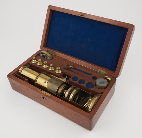 Drum microscope, in case, English, mid 19th century