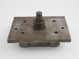 Die stamp, steel, one of two, for tin base