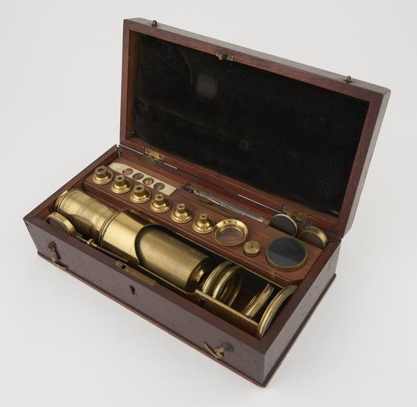 Drum microscope in case, English, mid 19th century