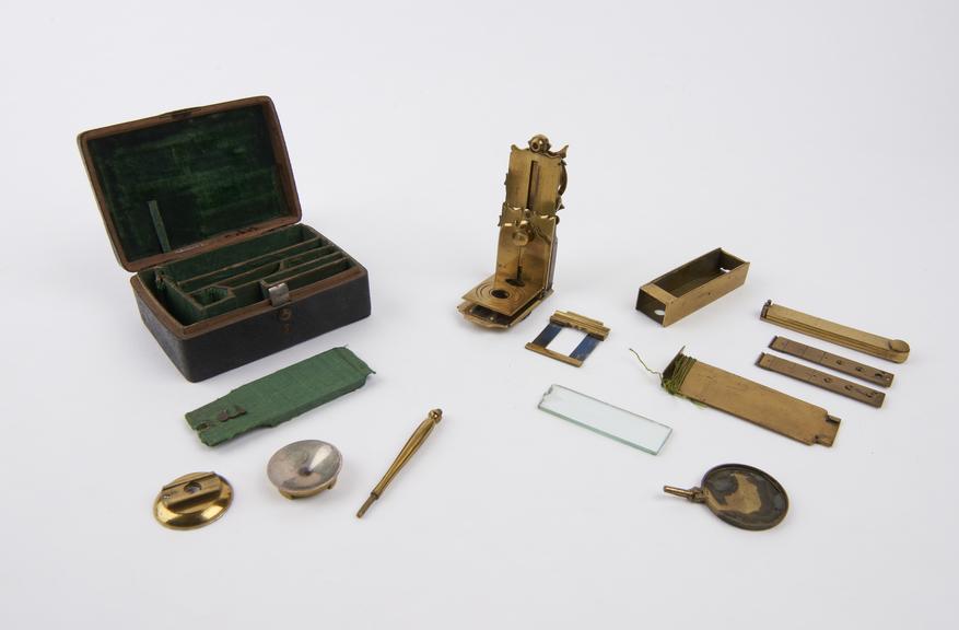 Portable microscope by George Lindsay, English, dated 1743