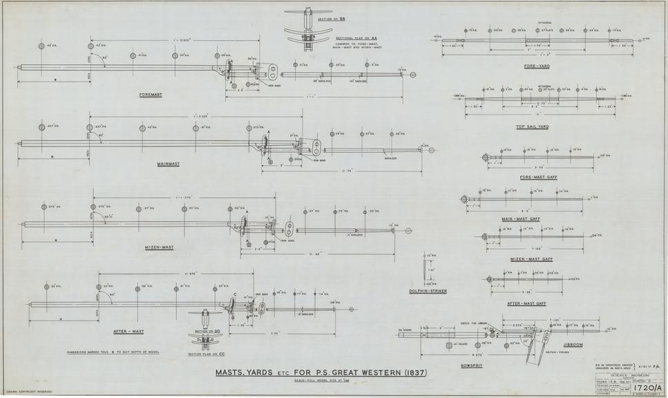 Mast, Yards etc for P.S. "Great Western" (1837)