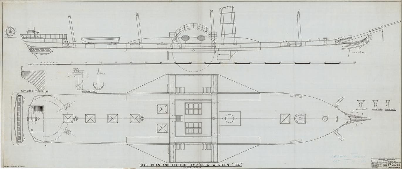 Deck Plan and Fittings for "Great Western" (1837)