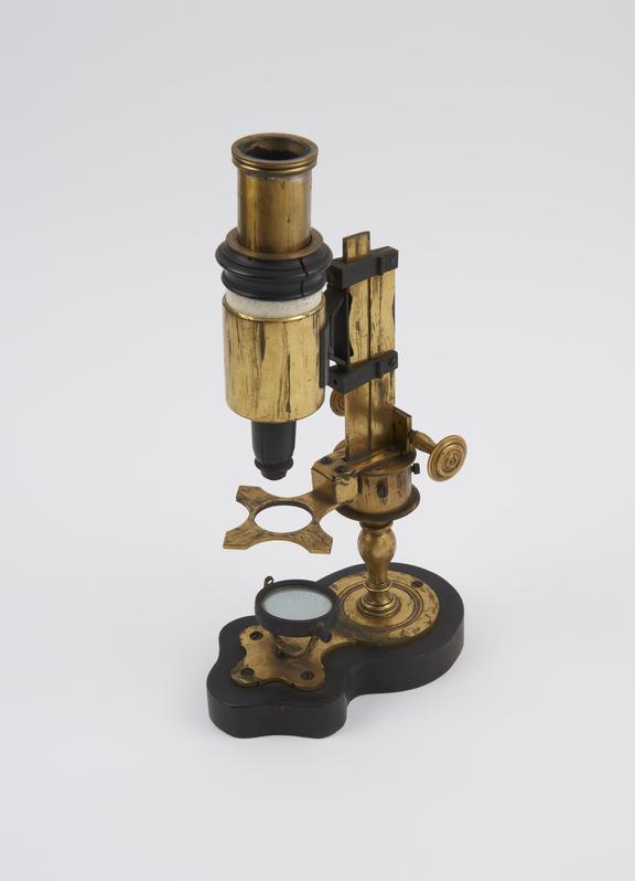 Compound microscope by Lerebours on wooden base