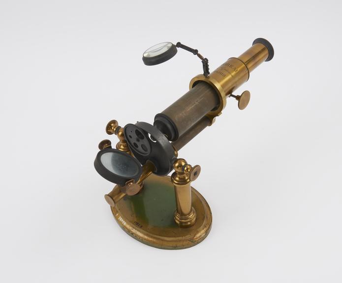 Compound monocular microscope by Moreau of Paris