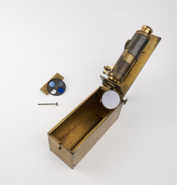 Chest microscope, cased, unsigned, English, circa 1870