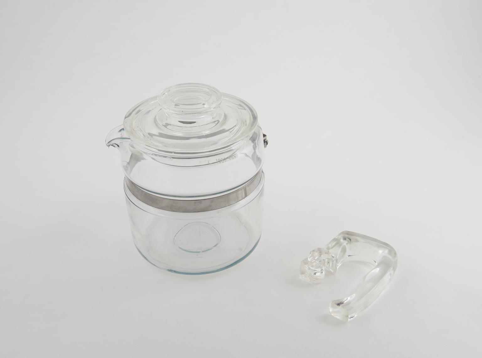 Small coffee percolator or blue dish in aluminosilicate glass