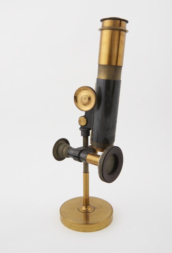 Collin's Aquarium microscope on brass exhibition stand; 1