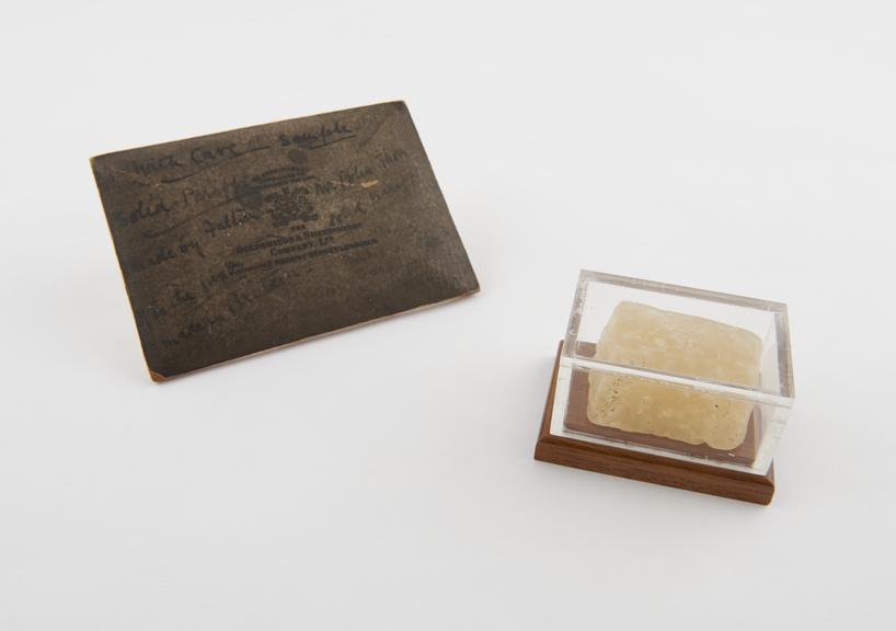 First specimen of Paraffin Wax made in Britain by John Thom