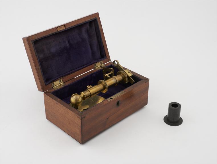 Aquatic microscope by Cary, London, in mahogany case, 1841-1850