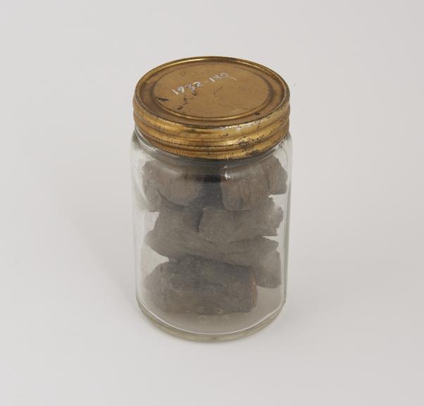 Small glass jar, Scottish fireclay as mined