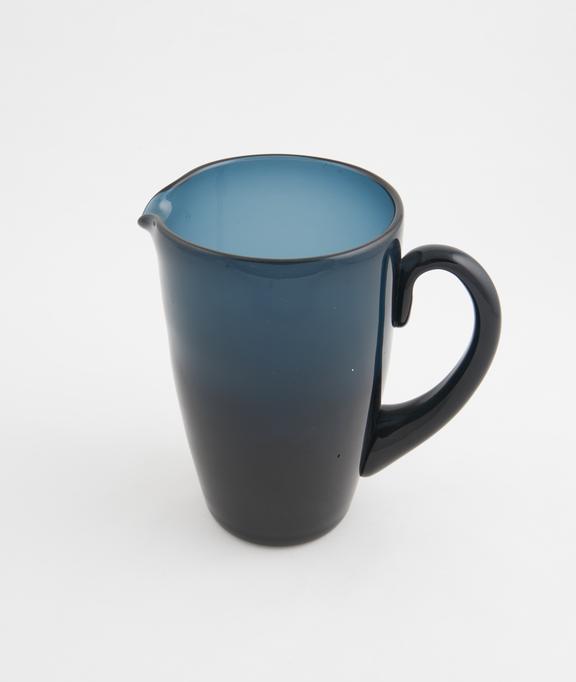 Glass jug, midnight blue, hand-made, mouth-blown