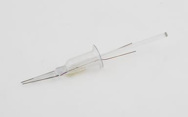 Glass with wires attached, part of a selection of mis-matched seals, 1968