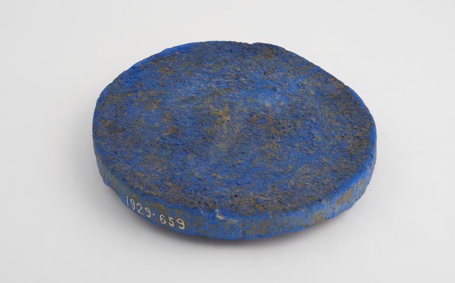 Disc of blue frit, from Tel el Amarna, Upper Egypt, c. 1500 BC