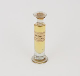 Specimen jar of cod liver oil made by Sir Jack Cecil Drummon, c.1920