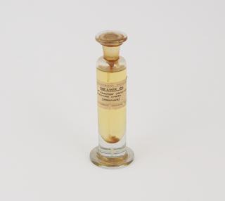 Specimen jar containing unrefined cod liver oil made by Sir Jack Cecil Drummond, c.1920