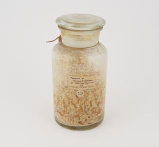 Specimen 'product of saponification of cod liver oil' made by Sir Jack Cecil Drummond, used in vitamin A research, c. 1920