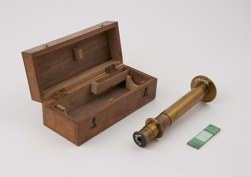 Demonstration microscope in mahogany case, French