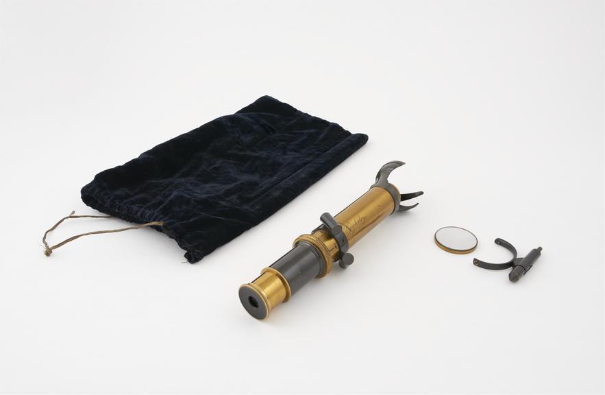 Beale type demonstration microscope in black velvet bag