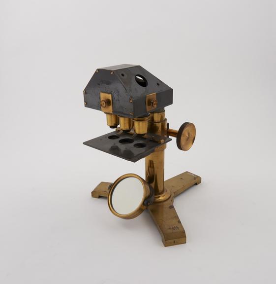 Triple bodied microscope attributed to C.D. Ahrens