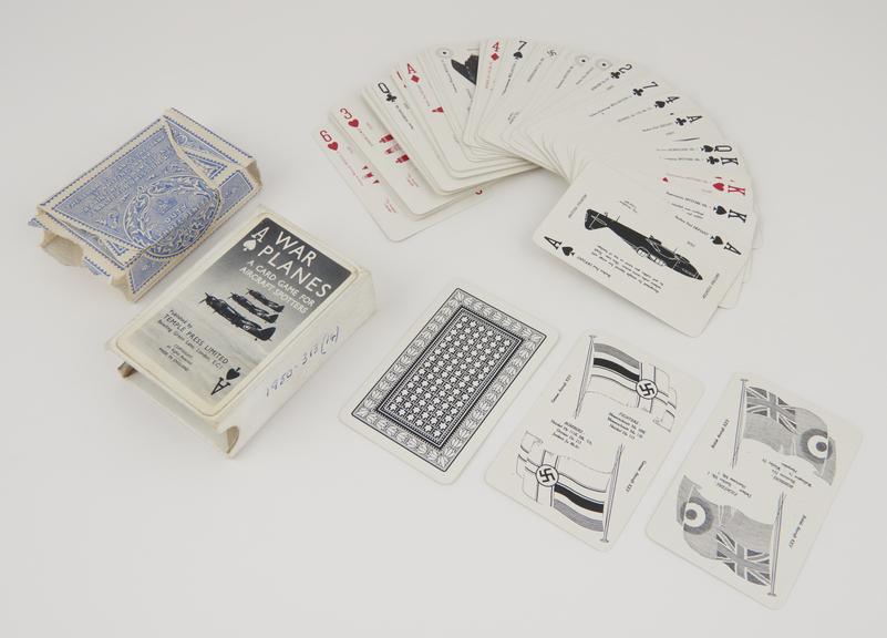 One set of playing cards.   Design: fighters and bombers